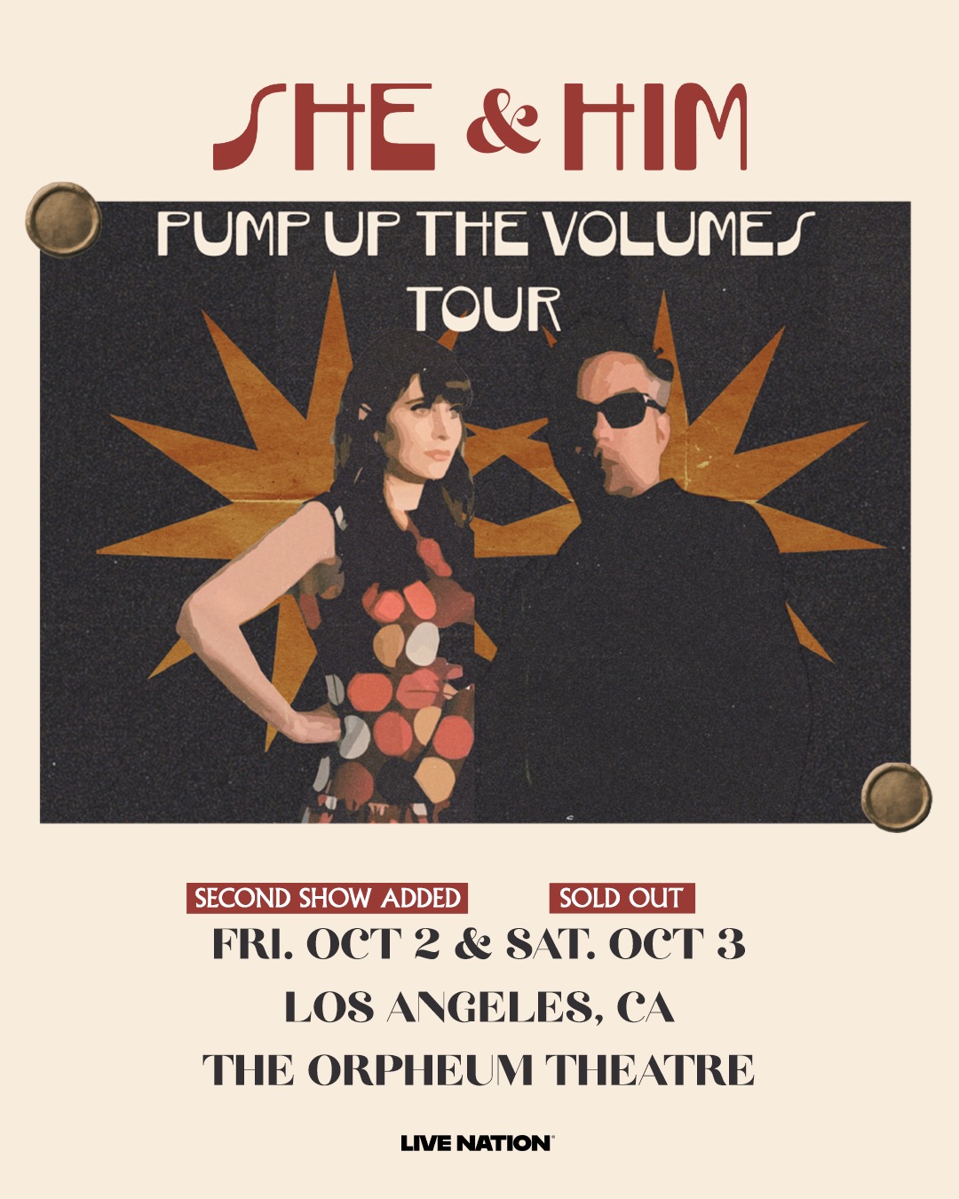 She & Him at The Orpheum Theatre on October 3rd