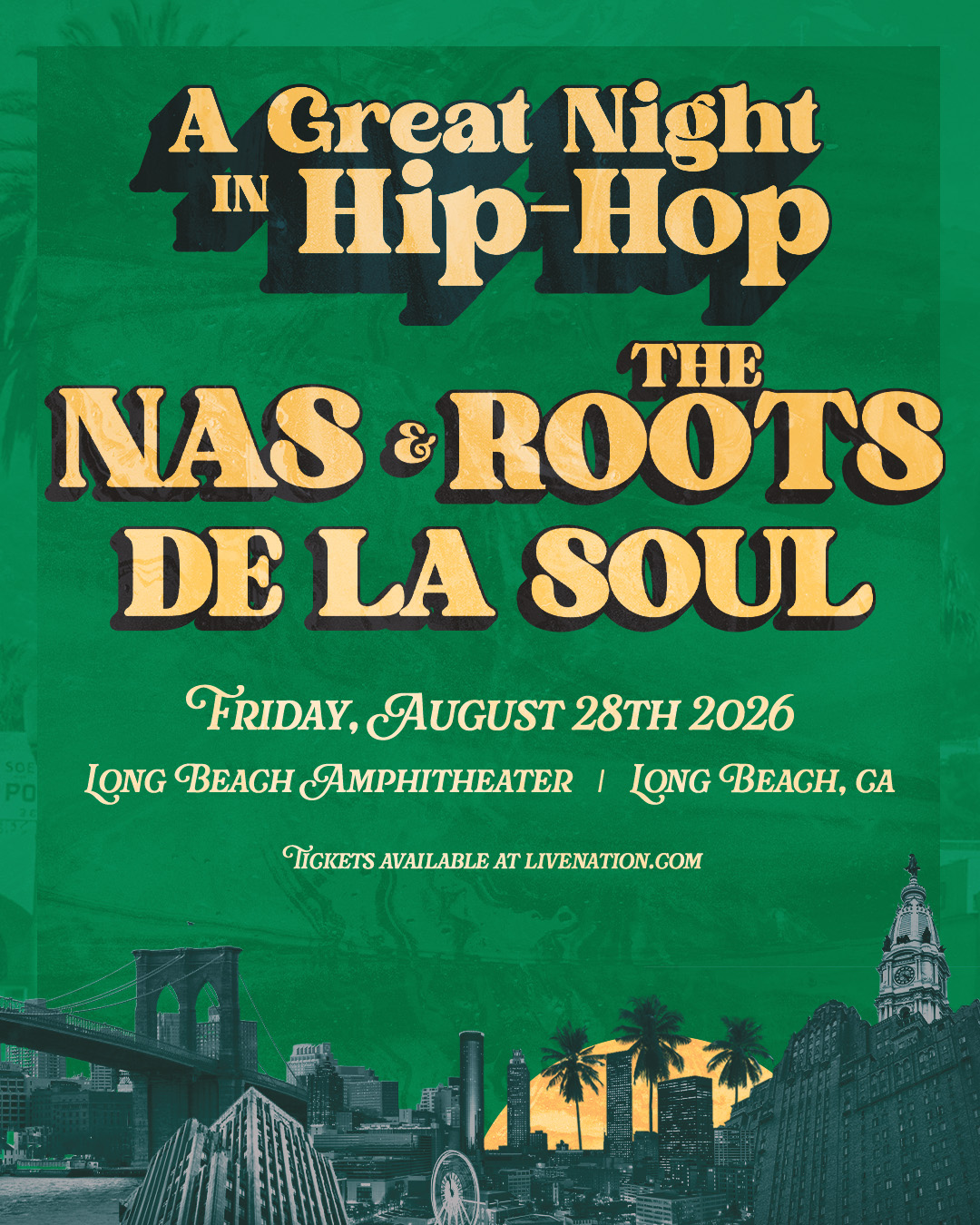 MEMBERS ONLY: The Roots, Nas & De La Soul at the Long Beach Amphitheater on August 28